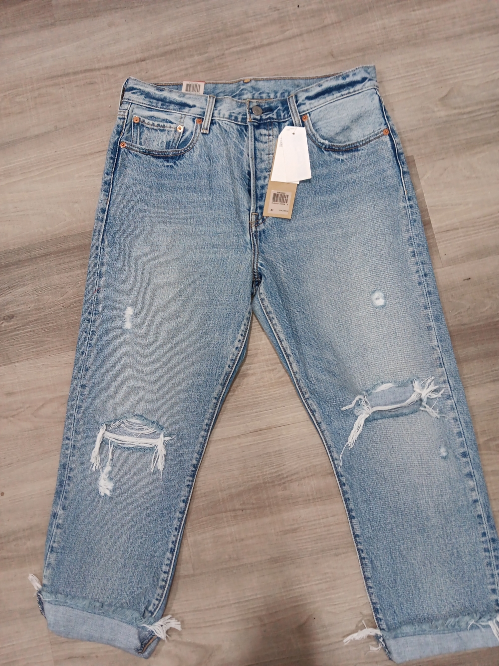 Levi's Light Blue Distressed Boyfriend Jeans